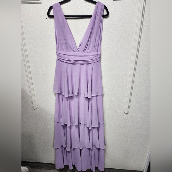 Lulus Amazing Evening Lavender Tiered Maxi Dress L Wedding Party Prom Spring - Picture 6 of 10